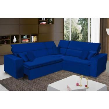 Imagem de Sofá Milão 2.50x2.50m de Canto, Retrátil e Reclinável - Azul - Sofisti