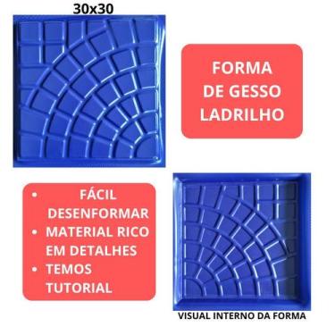 Imagem de Forma De Gesso Modelo Ladrilho 3D 30x30cm Formas p/ Gesso Decoração 3D