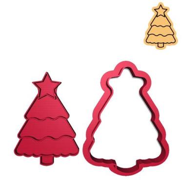 Imagem de Cortador Marcador Árvore Estrela Decorada Natal - DOCE IMPRESSO, 9,0cm
