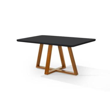 Imagem de Mesa de Jantar Bela Retangular Pés Madeira Tampo Com Vidro - Cajuela M