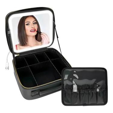 Imagem de Bolsa Maquiagem acessórios estojo 7devisorias Espelho 3 Luz - Vijoli