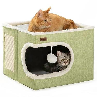 Imagem de Garnpet Cama de Gato para Gatos Internos, Casa Cúbica, Camas e Móveis Cobertos para Cavernas de Gatos com Almofada de Arranhar e Barraca Escondida, Lindo Condomínio Moderno para Gatos para Vários Anim