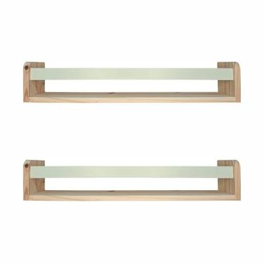 Imagem de KIAGA, Kit 2 Prateleiras Porta Livros em Madeira Pinus Natural Com Cerquinha Colorida Cor:Cerquinha Amarela Baunilha;Tamanho:12