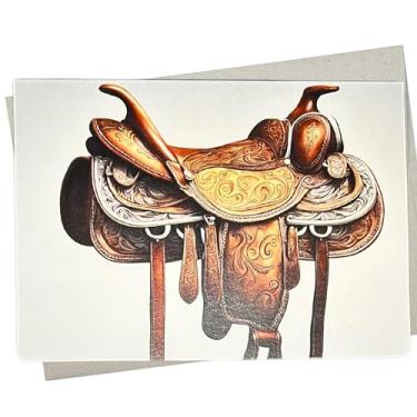 Imagem de Whitman and Daughter Cartão de aniversário Western Saddle Horse (1 cartão dobrado de qualidade premium, em branco dentro, 12 x 17 cm) sela de cavalo para casamento de cowgirl ou cowboy, aniversário ou