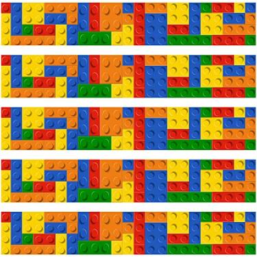 Imagem de Sherr Bordas de quadro de avisos de blocos de construção bordas de sala de aula para quadro de avisos colorido acabamento para quadro de avisos para decoração de quadro-negro de quarto de berçário escolar (50 peças)