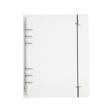 Imagem de PATIKIL Capa para fichário A5, 1 peça de PP 6 anéis, capa de fichário redondo com cinto de fixação preto, trava de metal, protetor de fichário de folhas soltas, caderno recarregável para pasta de