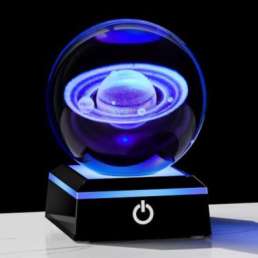 Imagem de Qianwei Bola de cristal de Saturno 3D, luz noturna, vidro gravado a laser, planeta, esfera, presentes, cristal, sistema solar, Saturno, modelo, decoração, espaço, astronomia, presente para crianças