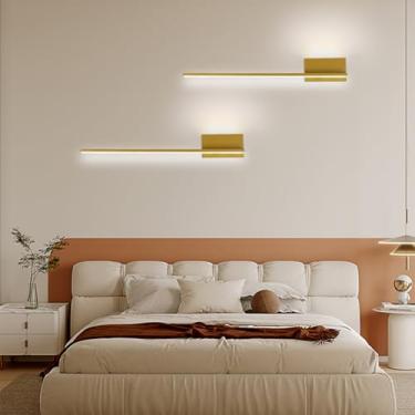 Imagem de Luminária de parede de leitura interna LED 2 luzes 29W arandelas de parede de alumínio moderno simples longo retangular de silicone para sala de estar quarto corredor escadas (80 cm, luz neutra