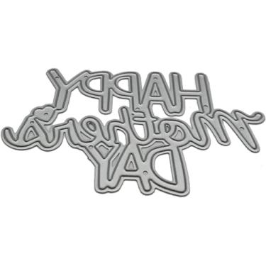 Imagem de Letras prata Feliz Dia das Mães matrizes de corte de metal estêncil faça você mesmo scrapbook ferramenta de gravação em relevo molde de álbum de papel molde de corte de metal para fazer cartões,