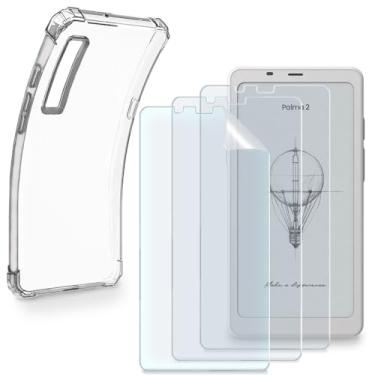 Imagem de HUADU Protetor de tela eBook-Reader (3 + 1 pacote) compatível com Onyx Boox Palma 2, película protetora de tela PET antiarranhões de alta definição e capa protetora de TPU transparente macia