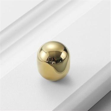 Imagem de Puxador redondo de cobre puro com furo único, puxador americano moderno simples de latão dourado para porta de armário de guarda-roupa, puxador vintage, ouro brilhante, S, CHINA
