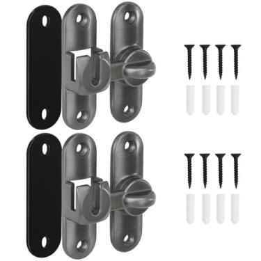 Imagem de Qkenvo Fechadura de porta flip trava de porta de celeiro 90/180 graus fechadura de segurança para celeiro, porta deslizante, jardim, banheiro, armário, janela externa (2, cinza)