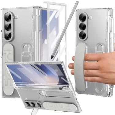 Imagem de YQODSZ Capa para Samsung Galaxy Z Fold 6 com suporte para caneta S e caneta Stylus, capa com suporte Z Fold 6 com alça de mão, proteção de dobradiça, protetor de tela, borda elevada para Z Fold 6,