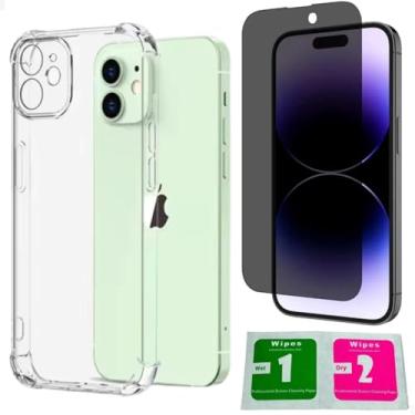 Imagem de Capa iPhone 14 Plus Capinha De Silicone Transparente Case Anti Impacto + Pelicula iPhone 14 Plus Vidro De Privacidade Anti Espião Spy [ KIT DE PROTEÇÃO COMPLETA - GL CASES ]