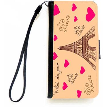 Imagem de Rikki Knight Capa carteira flip com aba magnética para iPhone 5c da Torre Eiffel Paris com cartão postal