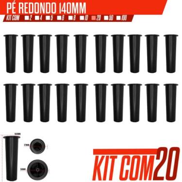 Imagem de 20x Pçs pezinho para cama box kin queen reforçado de 14cm Preto - Oppe