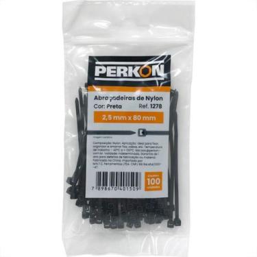 Imagem de Abracadeira Nylon Perkon Preta 2,5X 80 100 Pecas 1278