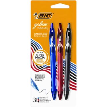 Imagem de Caneta de Gel Gelocity Quick Dry Azul, Preta e Vermelha Bic
