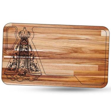 Imagem de Tábua de Carne para Churrasco Teca Nossa Senhora Aparecida - LAZERBR