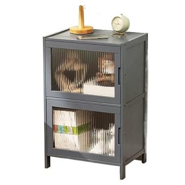 Imagem de LICONG-2020 Mesa de cabeceira mesa de cabeceira minimalista prateleira de cabeceira pequena armazenamento mesa de cabeceira armazenamento de madeira com porta de vidro moldura de cabeceira simples