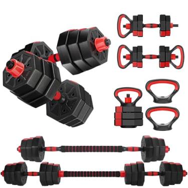 Imagem de Halteres, 6 em 1 Alteres para Musculação, 20KG Kit Halteres com Kettlebell, Halter, Anilhas para Musculação, Peso para Musculação, Halteres Ajustaveis, Alteres, Pesos, Kit Alteres para Musculação