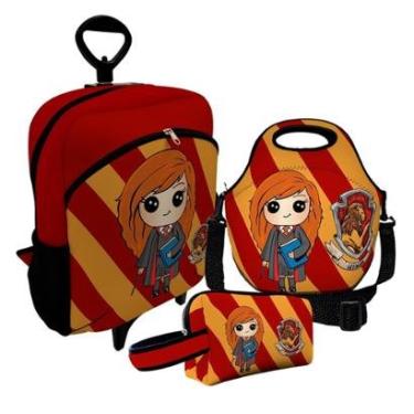 Imagem de Kit Escolar Mochila de Rodinha + Lancheira + Necessaire Plus – ISOPRENE – Menina Bruxa-Unissex