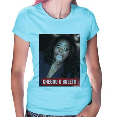 Imagem de Baby Look Chegou o boleto - Foca na Moda, Azul bebê, GGG