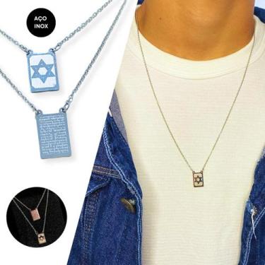 Imagem de Colar Escapulário Pai Nosso Para Presente Aço Inox Masculino Não Escur