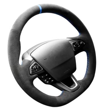 Imagem de Alfanxi Hand Stitch Steering Wheel Cover Fits Alcantara Material for Ford Focus RS ST ST-Line Kuga ST-Line Ecosport ST-Line(Blue Stripe)