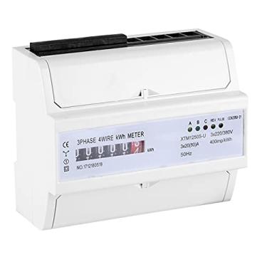 Imagem de Medidor de Energia de Arame 3 de Fase 4, Medidor Elétrico Digital, Monitor de Uso de Eletricidade DIN 20 Um Medidor Eletrônico de KWh Com Tela de 6 Dígitos para Medição Elétrica