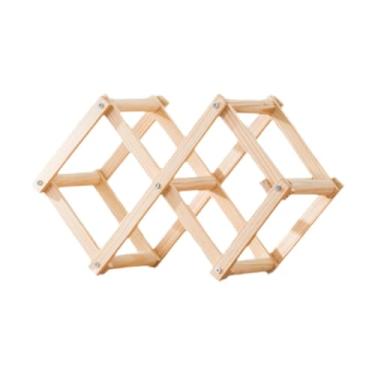 Imagem de SiaBiced Crack de vinho de madeira, suporte de vinho independente de mesa para armário de bar de cozinha de despensa, Madeira Segura 3 Garrafa