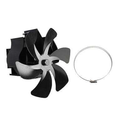 Imagem de Ventilador de fogão Grcfumo de 6 lâminas na chaminé, ventilador de lareira com tubo de liga de alumínio, ventilador de fogão suspenso com suporte de montagem para casa e escritório (Black)