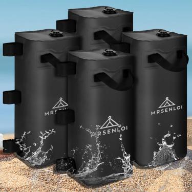 Imagem de Mrsenloi Bolsa de peso de água Canopy, pacote com 4, conjunto de pesos de barraca de água, 4 pesos de perna para gazebo, dossel pop-up, cobertura, barraca (preto 25L)