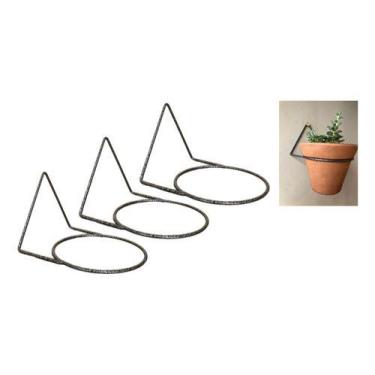 Imagem de Kit 3 Suportes Anel Redondo Pendurar Vaso Planta Parede 18cm - WS SUPO