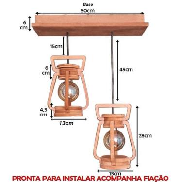 Imagem de Luminária Lustre Pendente 2 Lampião 2 Peças 110/220 V - ECO.START