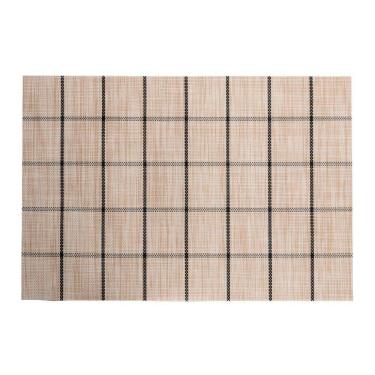 Imagem de Jogo 4 Lugar Americano Retangular Mesa Pvc Grid Branco Preto 45x30cm Lyor