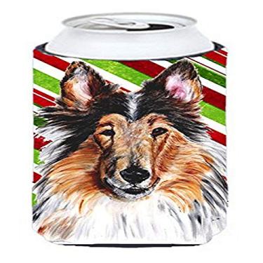 Imagem de Caroline's Treasures SC9790TBC Collie Candy Cane Christmas Tall Boy Hugger, pode Cooler Sleeve Hugger lavável à máquina Manga de bebida Hugger Dobrável Isolador de Bebidas Suporte Isolado de Bebidas,
