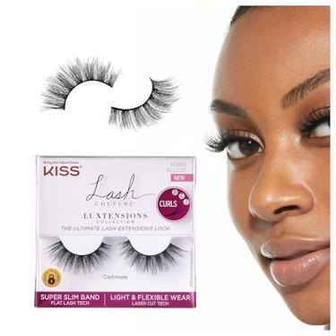Imagem de KISS Lash Couture Coleção LuXtensions Cílios Postiços, Tecnologia de Cílios Lisos, Faixa de Cílios Super Finos, Fibras de Extensão de Cílios Reutilizáveis, Cílios de Tira Compatível com Lentes de Contato, Estilo "Caxemira", 1 Par
