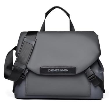 Imagem de Bolsa mensageiro simples para homens, bolsa tiracolo casual tiracolo masculina para viagens de negócios, Cinza
