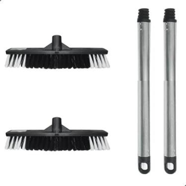 Imagem de Kit 2 Vassoura 40cm Pelo Sintético Com Cabo Alumínio 1,40 Metros - SAN
