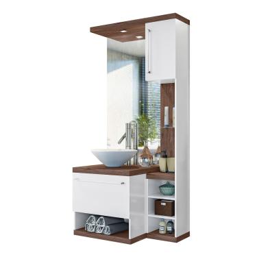 Imagem de Conjunto Armario para Banheiro Arezzo Nogal Ebano