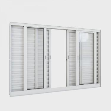 Imagem de Janela de Alumínio Veneziana 100x200cm 6 Folhas com Grade Lucasa Alumínios