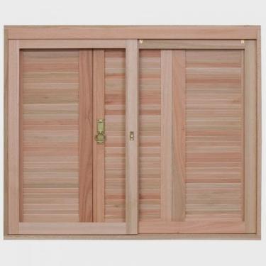 Imagem de Janela de Madeira Veneziana 120x140cm Com Caixilho 12cm ewk 220 Rondosul