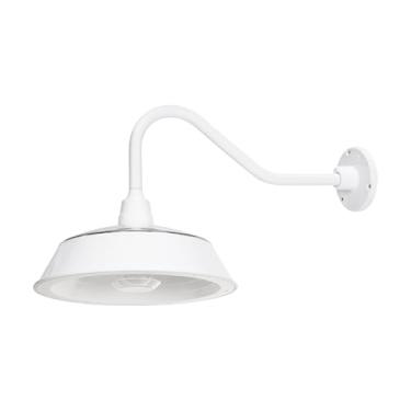 Imagem de Gama Sonic Luz solar de celeiro para ambientes externos com lâmpada de cúpula de metal de 14,5 polegadas, LED brilhante de 250 lúmens, pescoço de ganso para montagem na parede, crepúsculo ao amanhecer