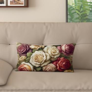 Imagem de Capa de almofada com estampa digital retrô rosa com zíper invisível, vários tamanhos para decoração de sofá, sala de estar e quarto (40,6 x 61 cm, FGMG-H)