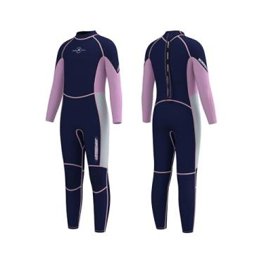 Imagem de Jsnorklet Roupa de mergulho infantil para meninos e meninas, 3 mm, com zíper nas costas, neoprene térmico, para mergulho, natação, esportes aquáticos