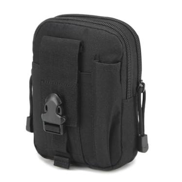 Imagem de Azarxis Bolsa de cintura tática EDC Molle bolsa de cintura cinto bolsa de telefone coldre bolsa de bolso bolsa de transporte para ferramentas de smartphone (preto)
