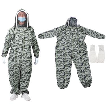 Imagem de Terno Apicultor Duplo Com Luvas Xl, Traje de Abelha de Uma Peça, Roupas Ive para Apicultores, Camadas de Apicultura para Ulti Ion (Um par de luvas tamanho XXL + traje de abelha)