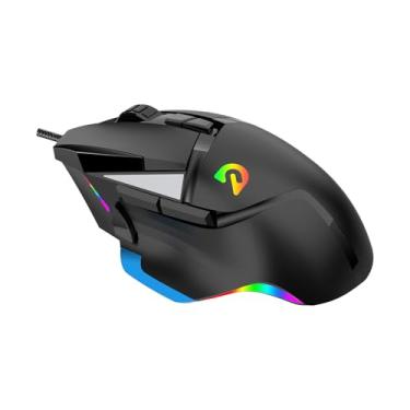Imagem de Sokelinn-six Mouse para jogos com fio, mouse óptico ergonômico de 7200 DPI com botões programáveis e iluminação RGB para uso no escritório ou computador portátil gamer (preto)