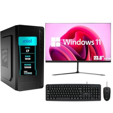 Imagem de Computador Pc Completo Intel Core i7, 16GB, W11, Monitor 24 Polegadas, Ssd eFacini 128gb